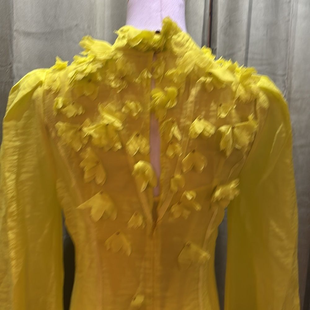 Karen Millen Vibrant Yellow/green appliqué Dress, US6 - Picture 12 of 15